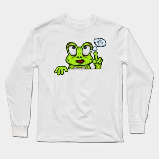 Frog Cartoon With Confused Face Expression Long Sleeve T-Shirt